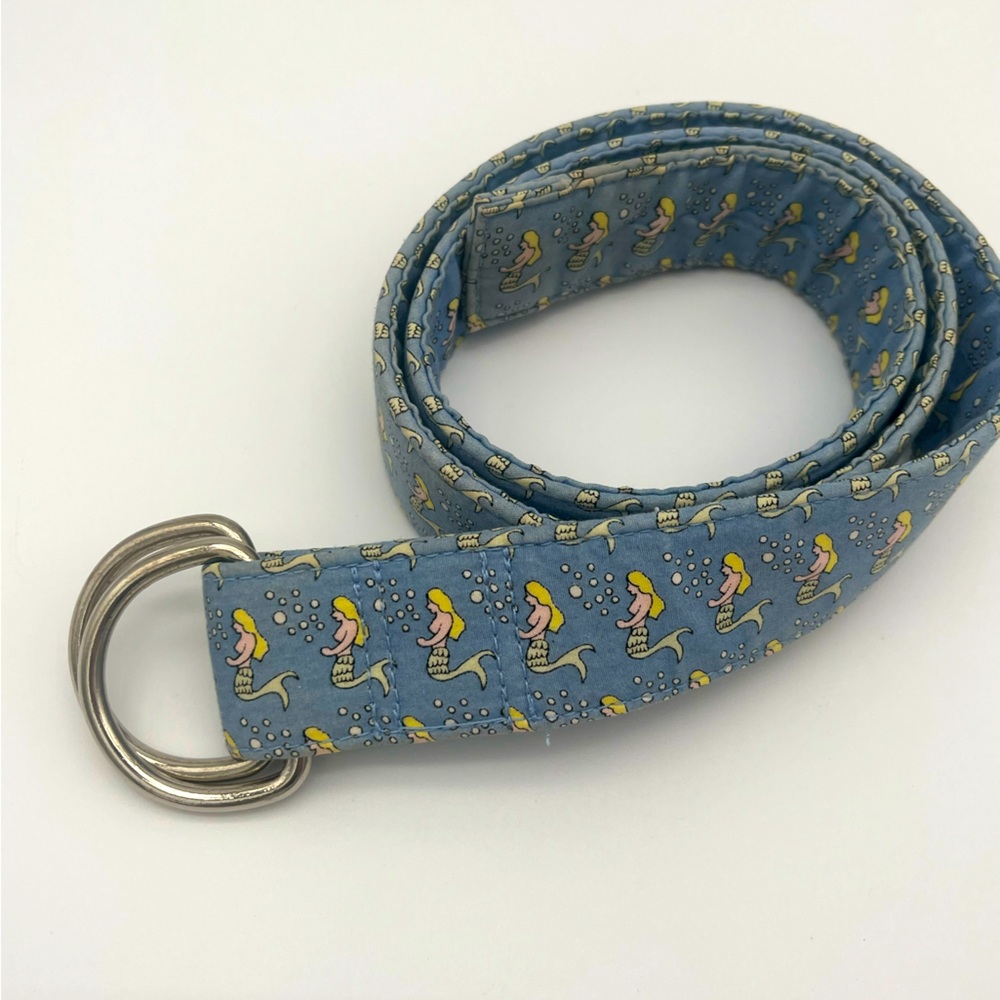 Vineyard vines preppy blue Mermaid D-Ring Belt sz medium. Cotton, prep, resort.